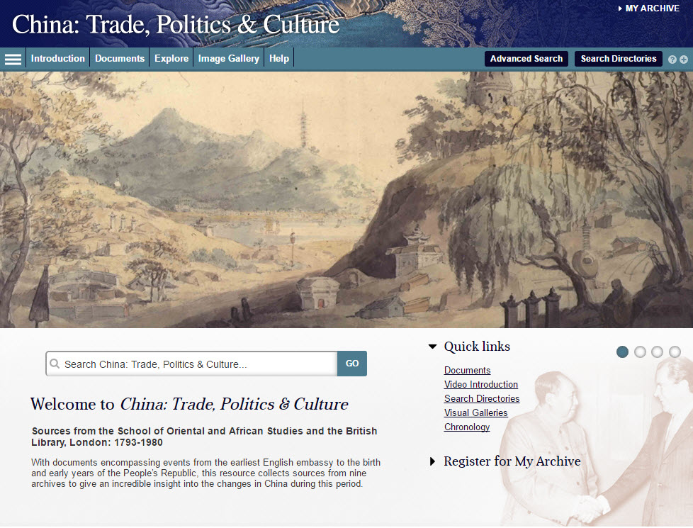 Screenshot of China: Trade, Politics and Culture homepage